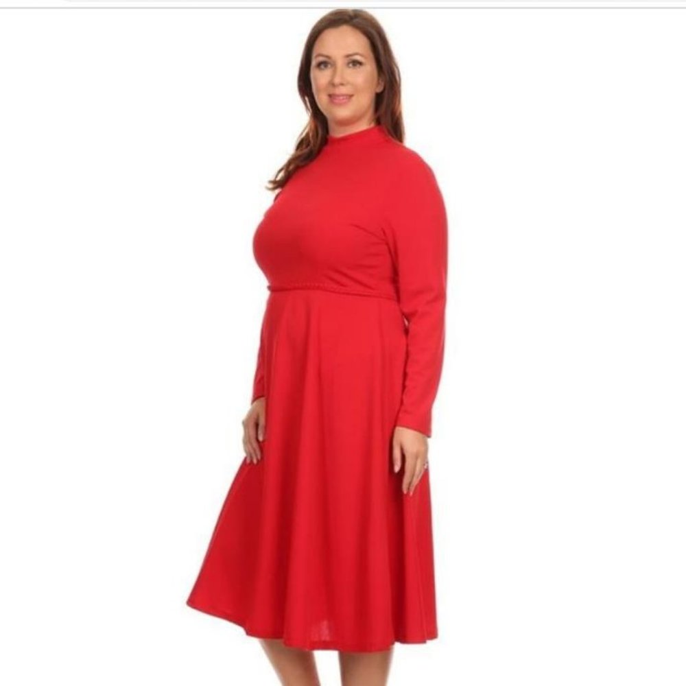 Red fit and flare dress